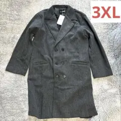 新品タグ付 3XL 大きいサイズ グレー チェスターコート ロングコート