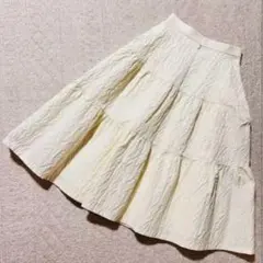 新品❤️M-premierBLACK アイボリー ティアードフレアスカートのサムネイル