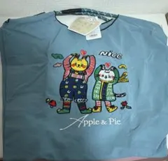 【新品】ナイロン刺繍トートバッグ Mサイズ 猫うさぎ柄 水色 かわいい