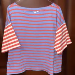 GAP 青と赤のストライプ 半袖Tシャツ M