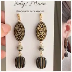 6600アンティークピアスイヤリングゴールド大ぶりロングシンプル韓国レトロビーズ