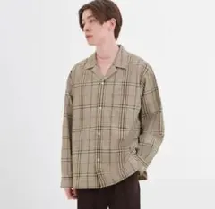 GU オープンカラーシャツ•イージーアンクルパンツ(チェック) セットアップ L