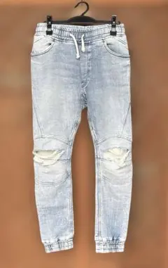 ZARA MAN ソフト　ダメージデニム風カジュアルパンツ　S ライトブルー