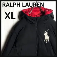 3337【XL・美品】90s ラルフローレン ビッグポニー刺繍 ダウンジャケット