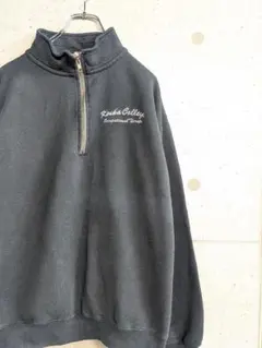 GILDAN 黒　ハーフジップスウェット　キューカ大学　カレッジ