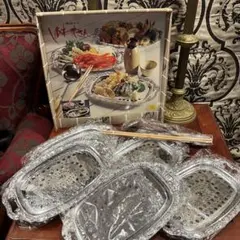 昭和レトロ　ステンレストレー　フルーツ皿　水切り　5枚　取り皿セットしあわせさん