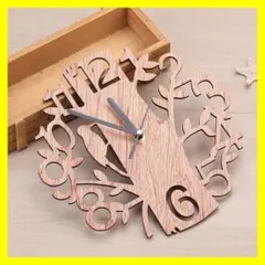 壁掛け時計 木製 北欧 キツツキ おしゃれ ウッド 時計 ナチュラル 軽量