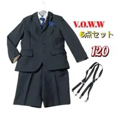 カッコいい！男の子フォーマルスーツ6点セット◆120　VOWW　タキヒヨー　黒