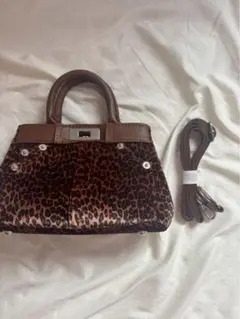 美品　豹柄　レオパード　ハンドバック