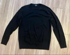 ユニクロ　ユニクロ エクストラファインメリノクルーネックセーター　ブラックL