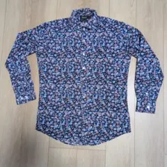 Polo 花柄 長袖シャツ ネイビー系