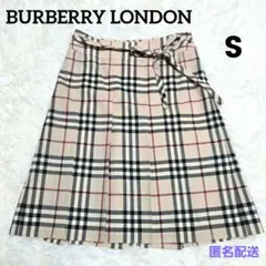 極美品 バーバリー ロンドン ★プリーツスカート Y2K ノバチェック リボン紐