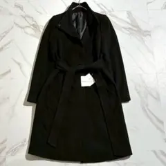 【未使用•タグ付き✨】INDIVI カシミヤ混 スタンドカラーコート ベルト 黒