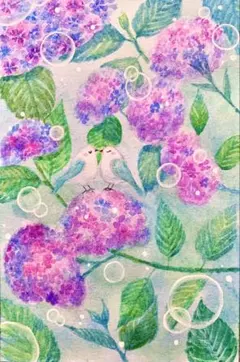 Kappy様専用水彩画 原画 色々な空と小鳥さん 値段は※900円です 額なし