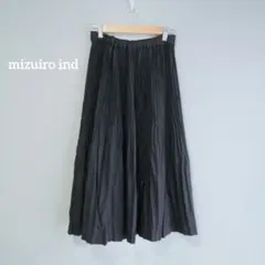 【最終値下げ】 ミズイロインド ワッシャープリーツロングスカート ブラックのサムネイル