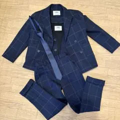 ZARA ネイビー チェック柄 スーツセット