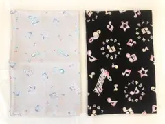 音符柄　グレー　黒　ランチョンマット　2点セット　入園入学セット　ハンドメイド