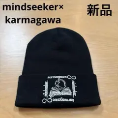 新品mindseeker×karmagawa ニットキャップ　刺繍入りブラッ