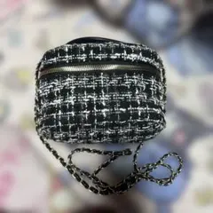 黒と白のツイードショルダーバッグ
