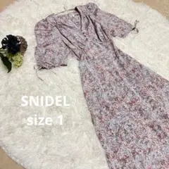 スナイデル　バリエーションプリント　マーメイド　ワンピース ロング　パフスリーブ