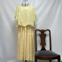 4033 レトロ黄色 トップスとスカートのセットアップ　ワンピ米国製
