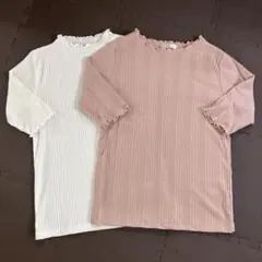 しまむら　5分袖　カットソー　トップス　レディース　L 2枚