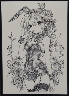手描きイラスト 色紙 バニー - メルカリ