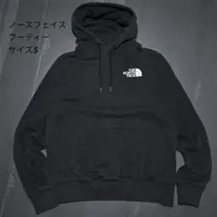 ノースフェイス パーカー S 黒 ビッグロゴ バックプリント 海外モデル 古着