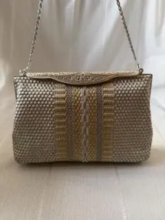 シルバーゴールド編み込みクラッチバッグ