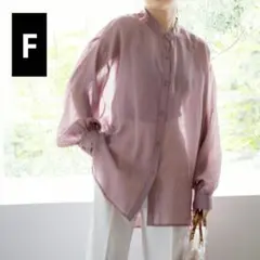グレイル　GRL　バンドカラーシアールーズシャツ フリーサイズ　F　ピンクのサムネイル