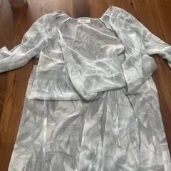 DouDou グレーの半袖ロングカーディガン