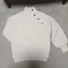 ハイネック ボタンデザイン ニット セーター