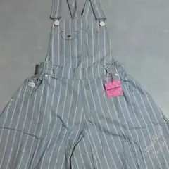 ストライプ柄サロペットショートパンツ