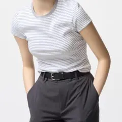 «Mサイズ»UNIQLO ミニT ボーダー グレー