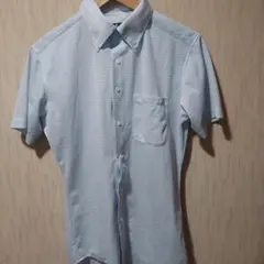 SUIT SELECT4S 半袖ボタンダウンシャツ ライトブルー チェック柄 Mのサムネイル