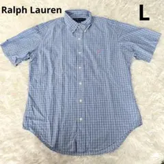ラルフローレン　チェック　半袖　ボタンダウン　シャツ　L