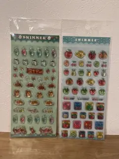SWIMMER PVC立体シール 2枚セット カフェ フルーツ