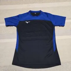 Mizun サッカー バレー テニス 半袖シャツ M 黒/青