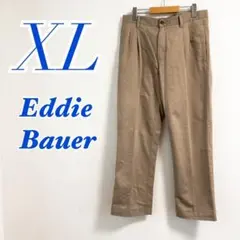 Eddie Bauer XL ベージュ スラックス　チノパンツ　タック　メンズ