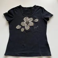 J&R Tシャツ　花柄デニム生地　M ブラックのサムネイル