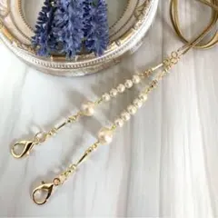 ベージュ★パール連のスマートな2wayマスクストラップ＆メガネストラップ