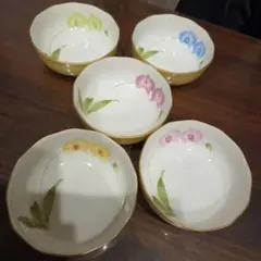 新品未使用品　香蘭社　胡蝶蘭　小鉢揃　5個セット Y376-GYZ