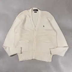ポロバイラルフローレン コットンニットカーディガン ミドルゲージ アイボリー M