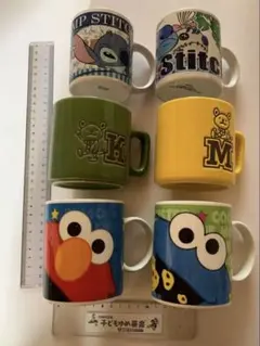 ディズニー・ユニバーサルスタジオ・高知信用金庫キャラクターマグカップ６個セット