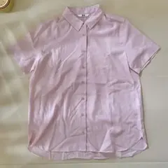 ユニクロ　ピンク 半袖 ボタンアップシャツ