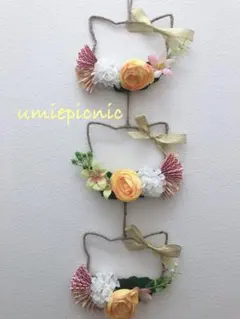 SALE❣️和風カラー可愛い子猫のガーランド　リース♡母の日プレゼント❣️