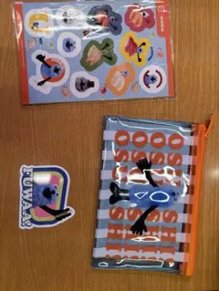 パペットスンスン スシロー コラボ クリアポーチ＆シール ブルー OSUSHI！