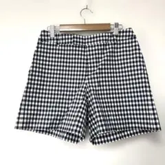 SLOBE IENA ギンガムチェック柄ショートパンツ　40 ネイビーのサムネイル