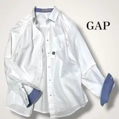 GAP ギャップ バイカラー 長袖シャツ 白×ブルー コットン XXS 未使用のサムネイル