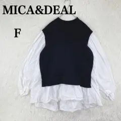 【マイカアンドディール】レディース ニット付きシャツ 日本製 F レイヤード風のサムネイル
